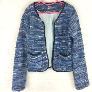 Zara kids tweed blazer blue jacket open front